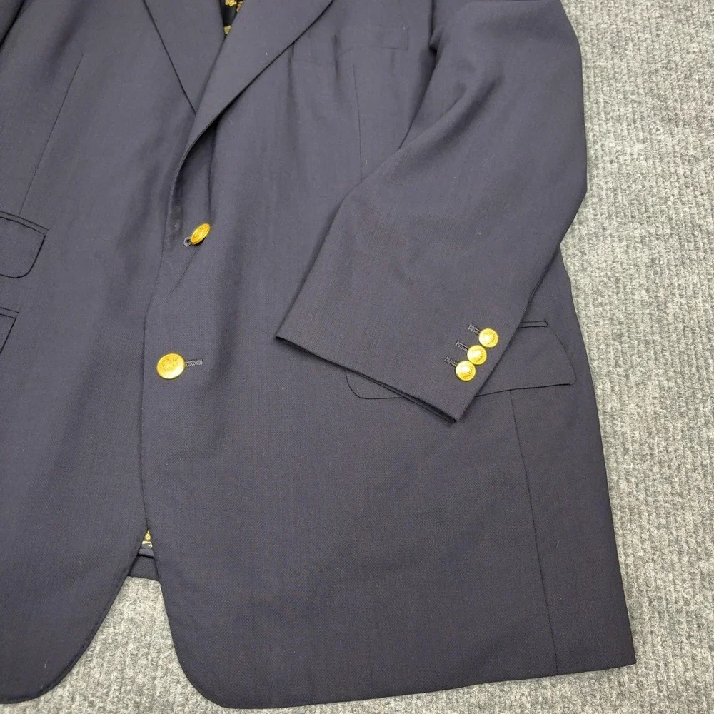 Cappelli‎ Tailors Blazer Mens XL Navy Blue Gold Button Crest Lining Preppy